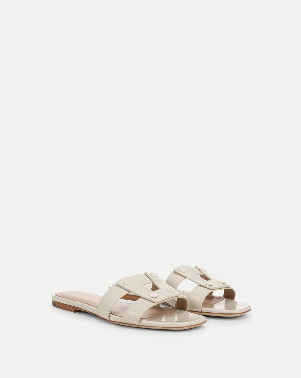 NEW VERONICA BEARD women's via slide leather flat sandal in ecru